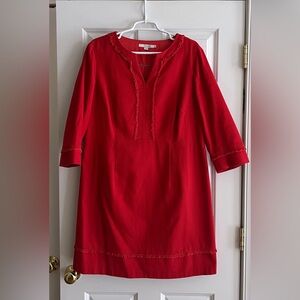 Boden Red Fringe Detail Dress